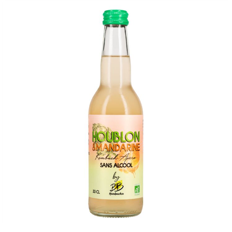 La kombucha est une boisson pétillante à base de thé fermenté, aromatisée mangue passion curcuma